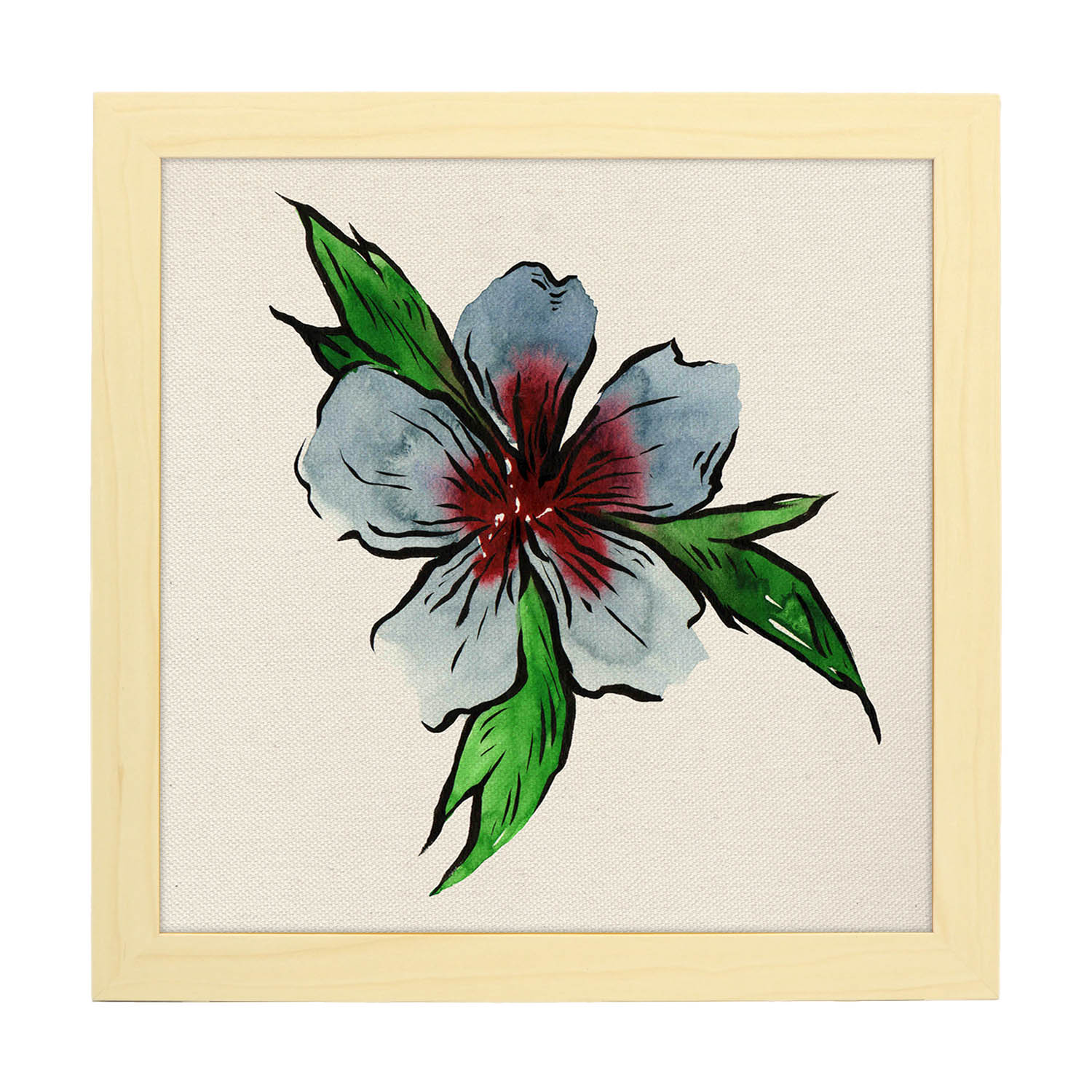 Poster de flores y naturaleza. Lámina cuadrada Bonita flor, ilustrada con dibujos a color.-Artwork-Nacnic-20x20 cm-Marco Madera clara-Nacnic Estudio SL