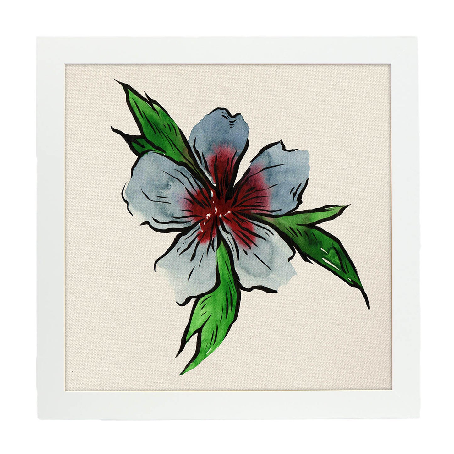 Poster de flores y naturaleza. Lámina cuadrada Bonita flor, ilustrada con dibujos a color.-Artwork-Nacnic-25x25 cm-Marco Blanco-Nacnic Estudio SL