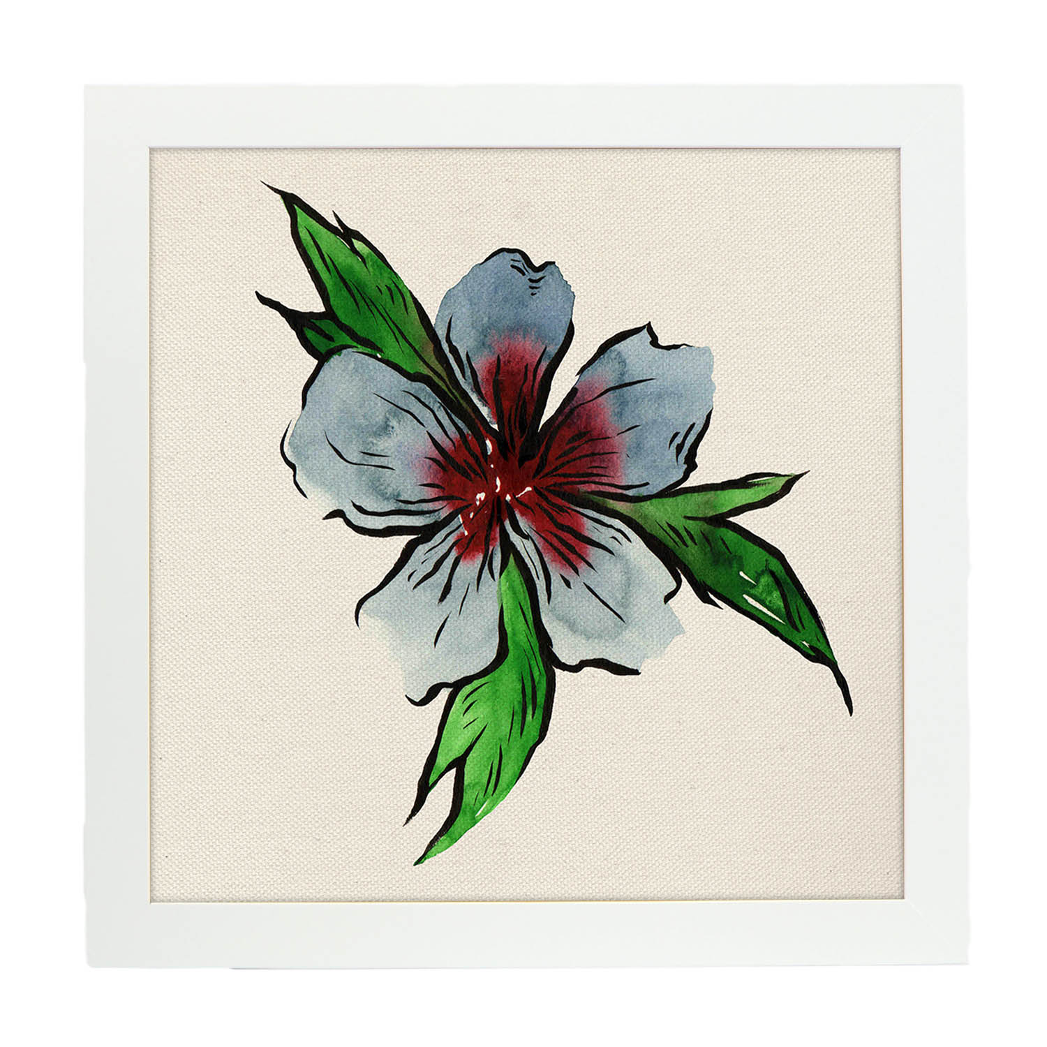 Poster de flores y naturaleza. Lámina cuadrada Bonita flor, ilustrada con dibujos a color.-Artwork-Nacnic-25x25 cm-Marco Blanco-Nacnic Estudio SL