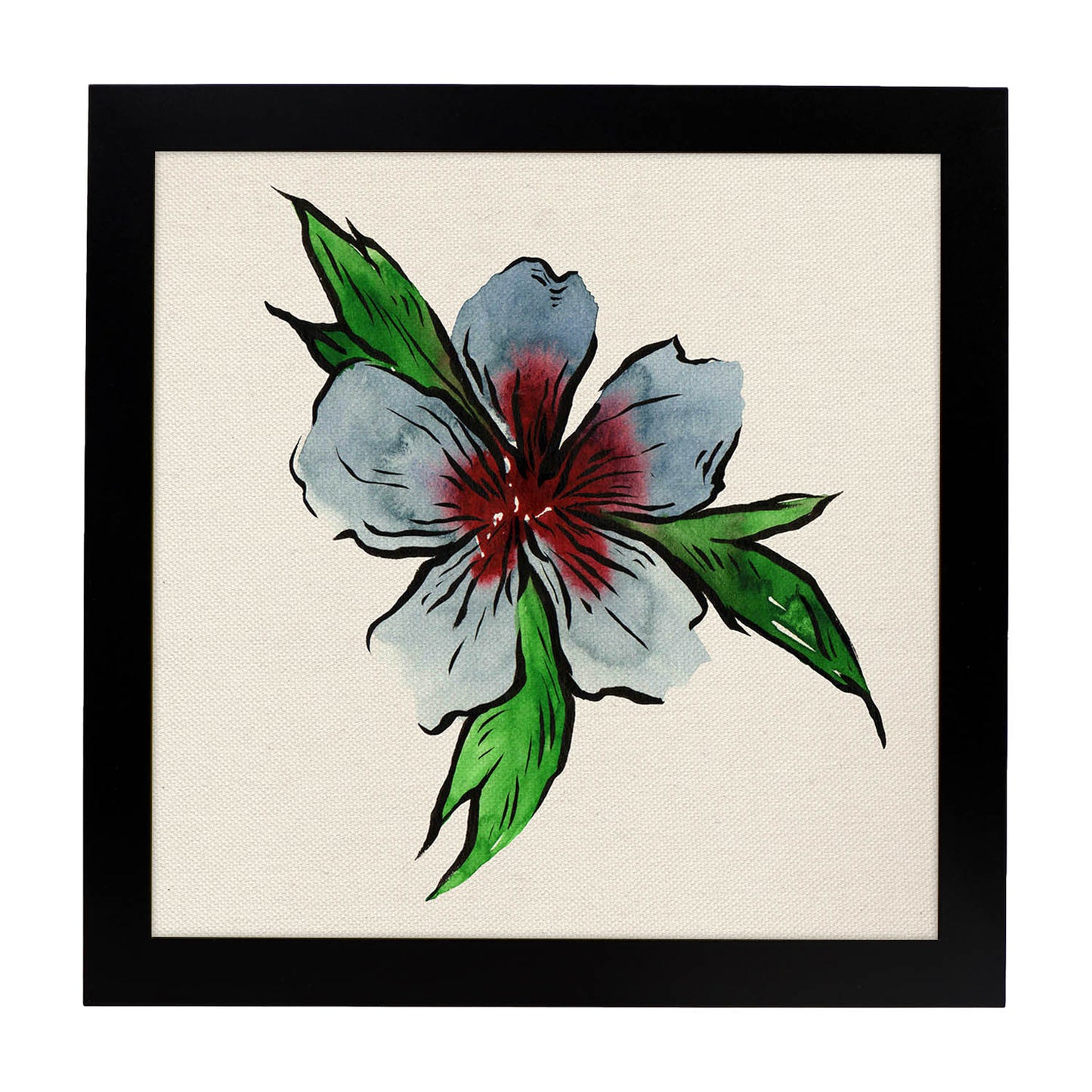 Poster de flores y naturaleza. Lámina cuadrada Bonita flor, ilustrada con dibujos a color.-Artwork-Nacnic-25x25 cm-Marco Negro-Nacnic Estudio SL