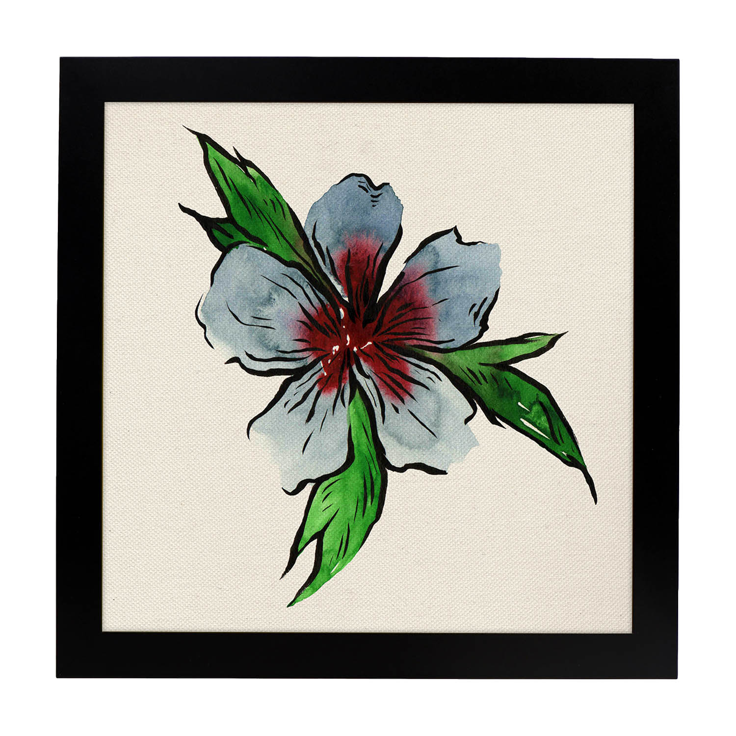 Poster de flores y naturaleza. Lámina cuadrada Bonita flor, ilustrada con dibujos a color.-Artwork-Nacnic-25x25 cm-Marco Negro-Nacnic Estudio SL