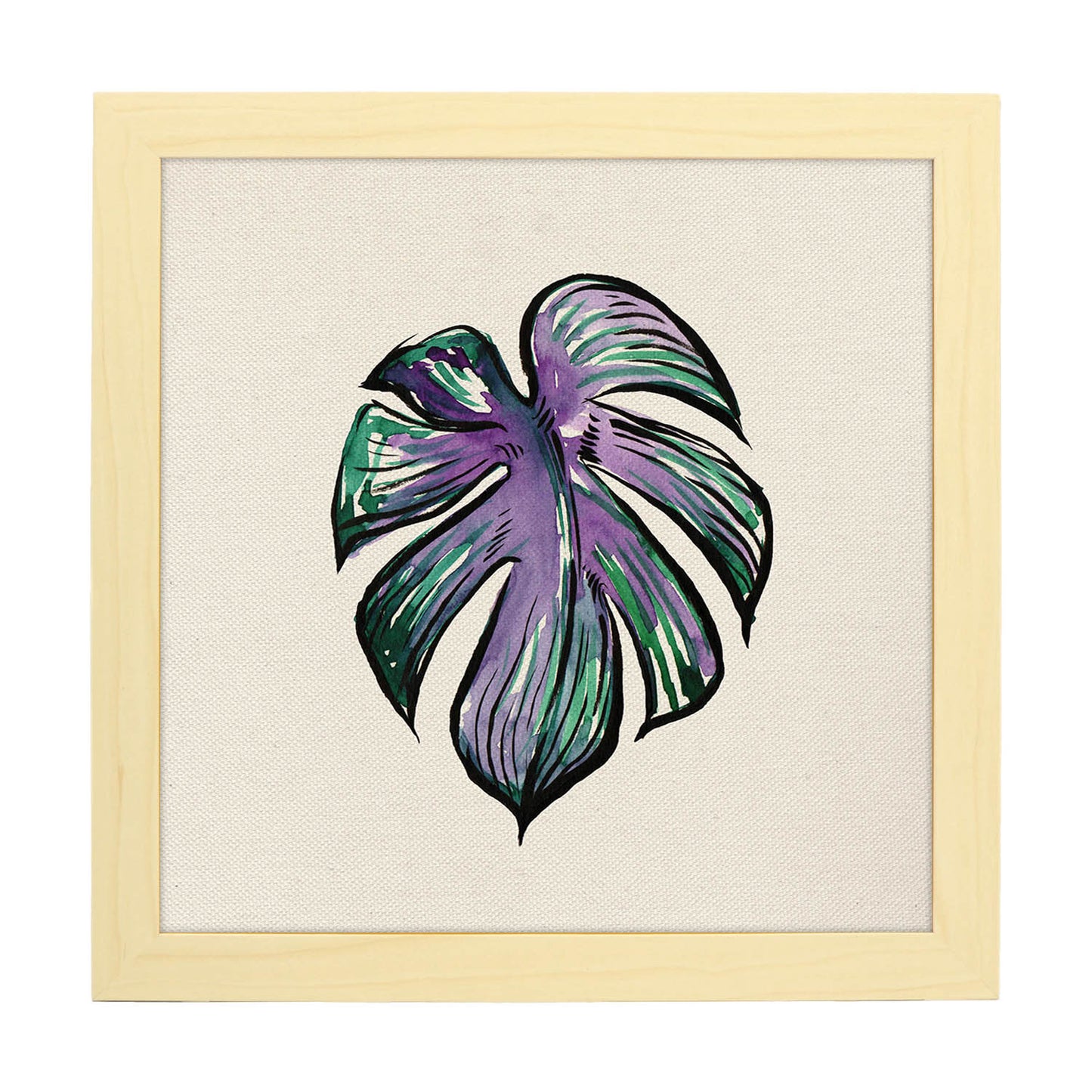 Poster de flores y naturaleza. Lámina cuadrada Corazón enamorado, ilustrada con dibujos a color.-Artwork-Nacnic-25x25 cm-Marco Madera clara-Nacnic Estudio SL