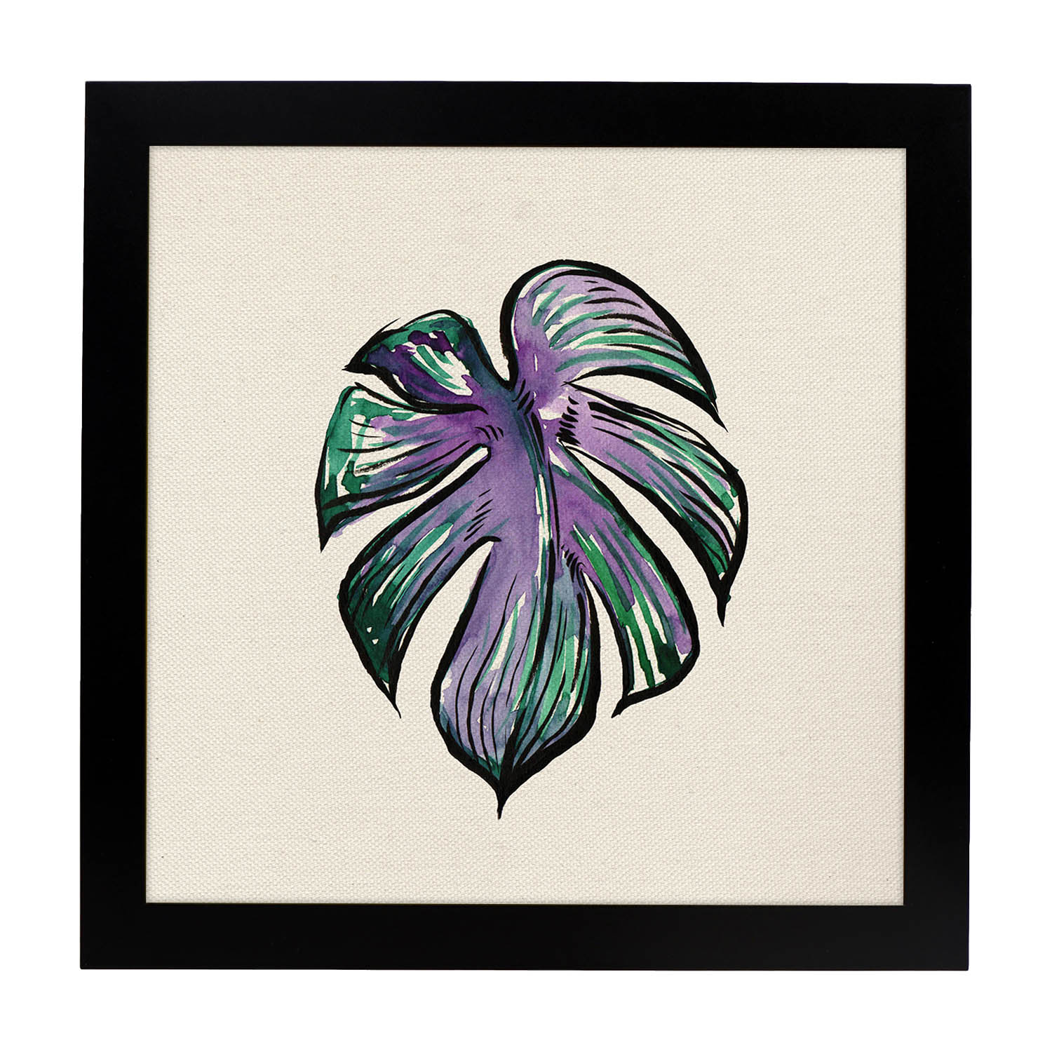 Poster de flores y naturaleza. Lámina cuadrada Corazón enamorado, ilustrada con dibujos a color.-Artwork-Nacnic-25x25 cm-Marco Negro-Nacnic Estudio SL