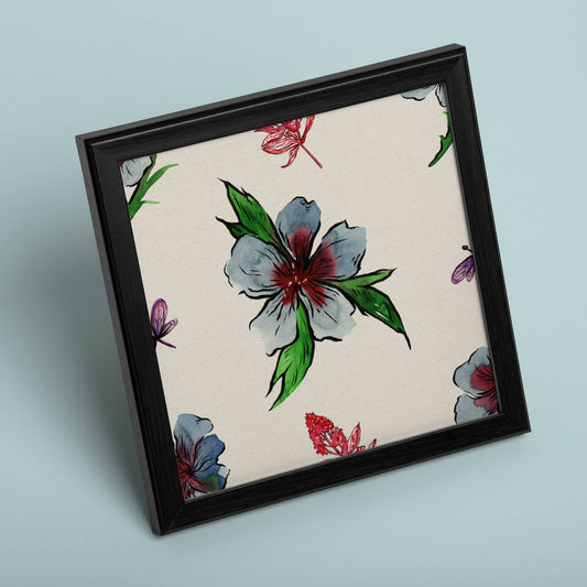 Poster de flores y naturaleza. Lámina cuadrada Flor abierta, ilustrada con dibujos a color.-Artwork-Nacnic-Nacnic Estudio SL