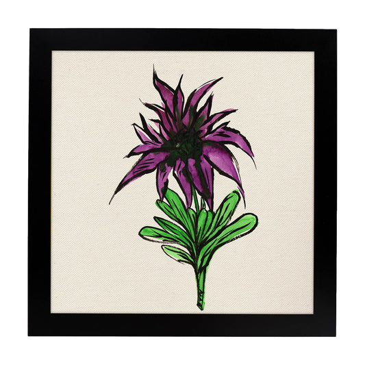 Poster de flores y naturaleza. Lámina cuadrada Flor apasionada, ilustrada con dibujos a color.-Artwork-Nacnic-20x20 cm-Marco Negro-Nacnic Estudio SL