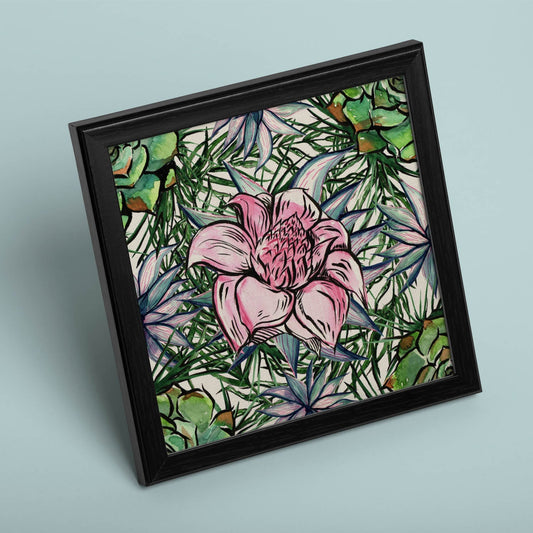 Poster de flores y naturaleza. Lámina cuadrada Flor despierta, ilustrada con dibujos a color.-Artwork-Nacnic-Nacnic Estudio SL