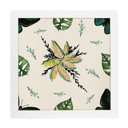 Poster de flores y naturaleza. Lámina cuadrada Flor florida, ilustrada con dibujos a color.-Artwork-Nacnic-20x20 cm-Marco Blanco-Nacnic Estudio SL