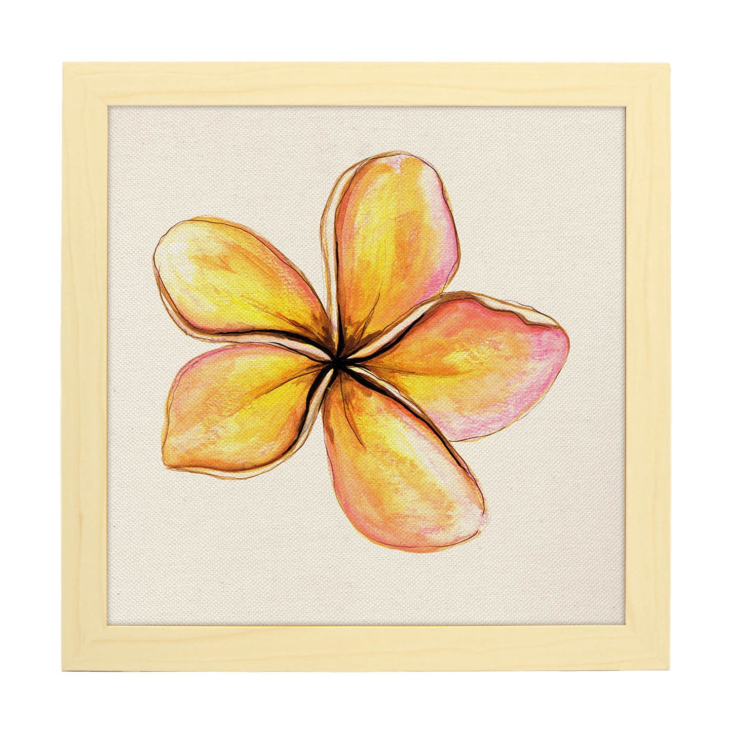 Poster de flores y naturaleza. Lámina cuadrada Flor para dos, ilustrada con dibujos a color.-Artwork-Nacnic-20x20 cm-Marco Madera clara-Nacnic Estudio SL