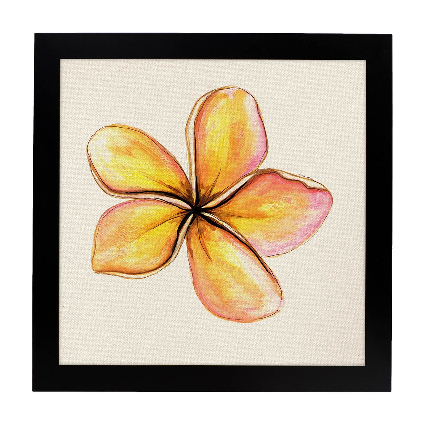 Poster de flores y naturaleza. Lámina cuadrada Flor para dos, ilustrada con dibujos a color.-Artwork-Nacnic-20x20 cm-Marco Negro-Nacnic Estudio SL