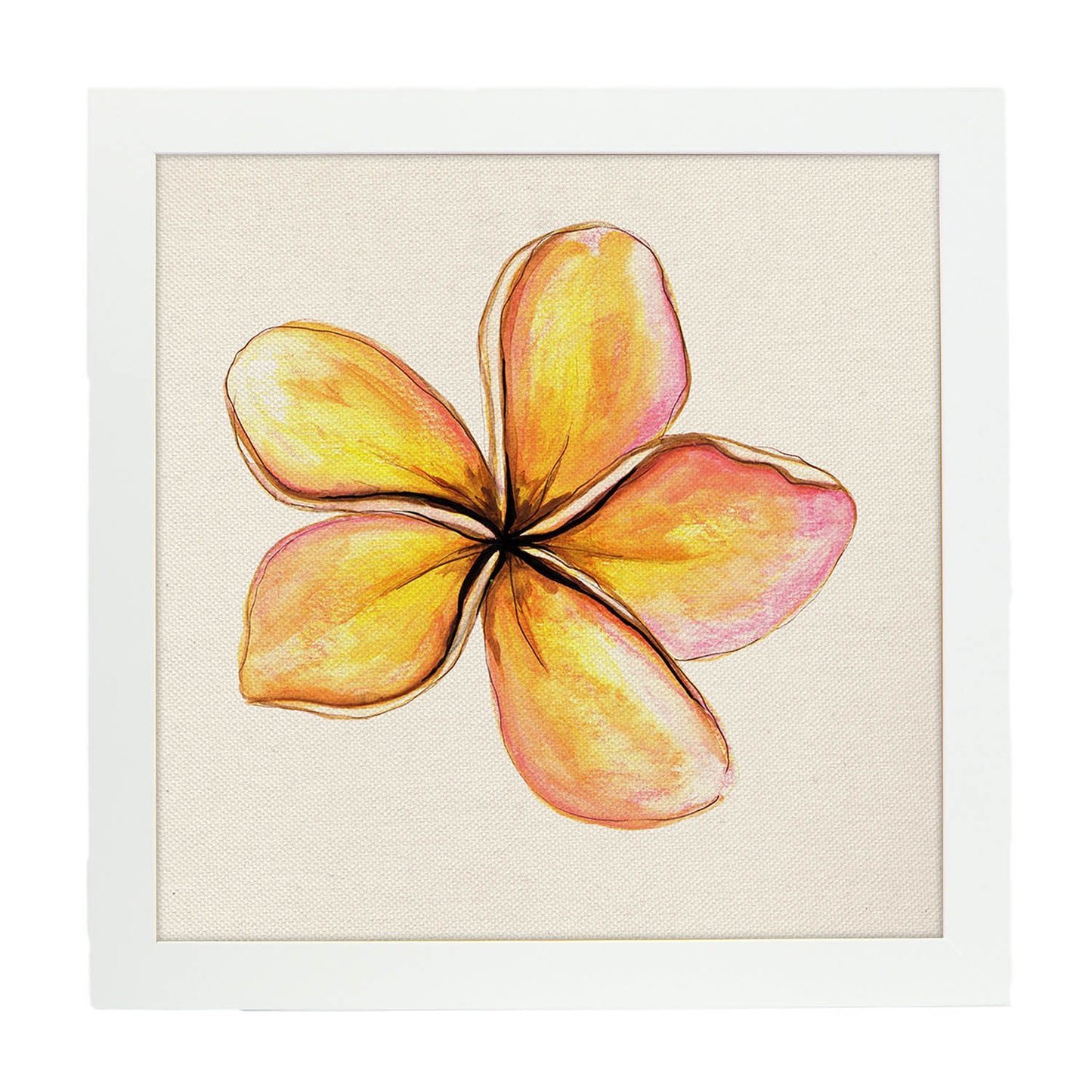 Poster de flores y naturaleza. Lámina cuadrada Flor para dos, ilustrada con dibujos a color.-Artwork-Nacnic-25x25 cm-Marco Blanco-Nacnic Estudio SL