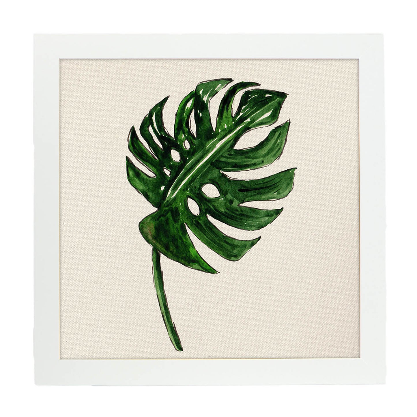 Poster de flores y naturaleza. Lámina cuadrada Hoja abanico, ilustrada con dibujos a color.-Artwork-Nacnic-20x20 cm-Marco Blanco-Nacnic Estudio SL