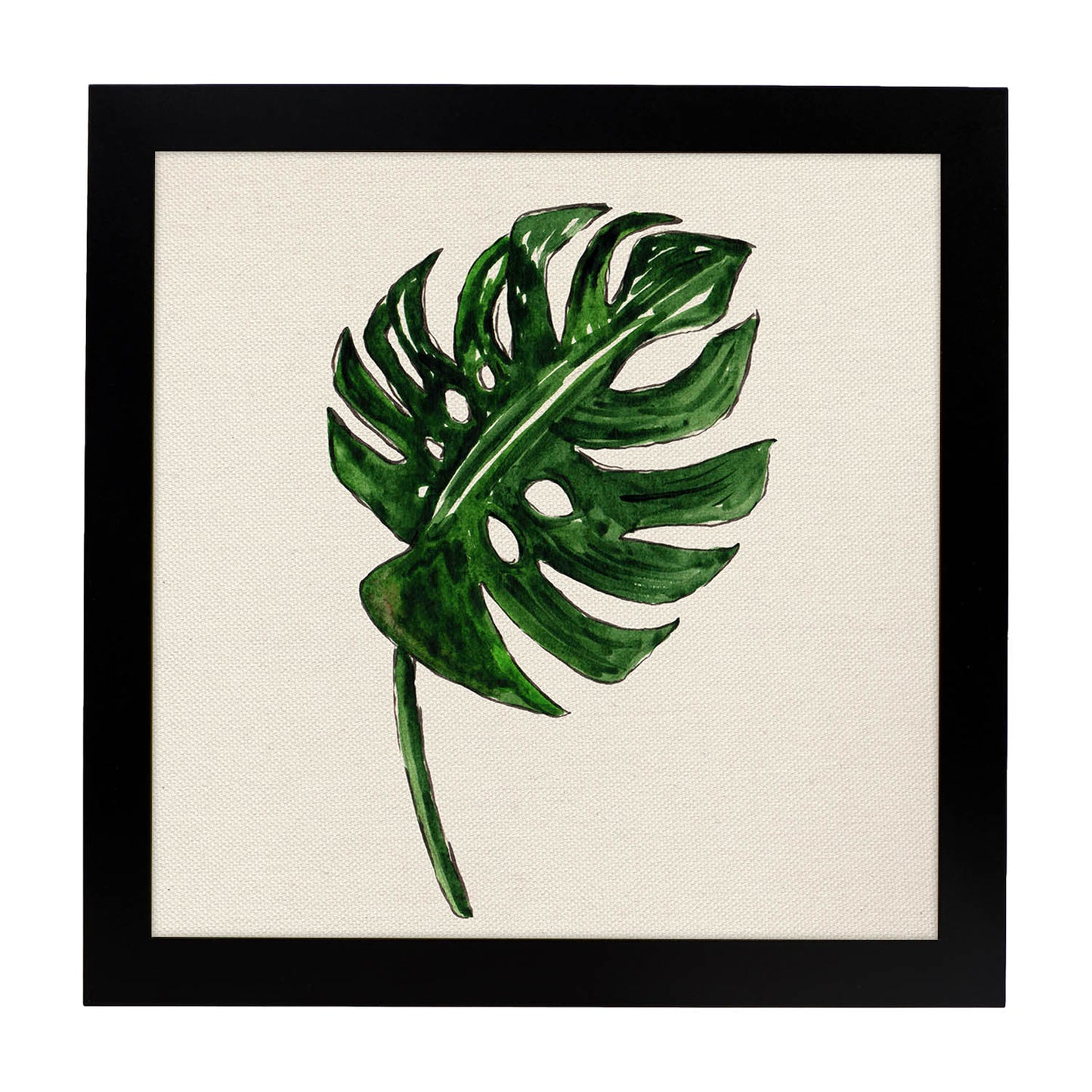 Poster de flores y naturaleza. Lámina cuadrada Hoja abanico, ilustrada con dibujos a color.-Artwork-Nacnic-20x20 cm-Marco Negro-Nacnic Estudio SL