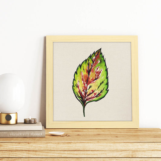 Poster de flores y naturaleza. Lámina cuadrada Hoja de jardín, ilustrada con dibujos a color.-Artwork-Nacnic-Nacnic Estudio SL
