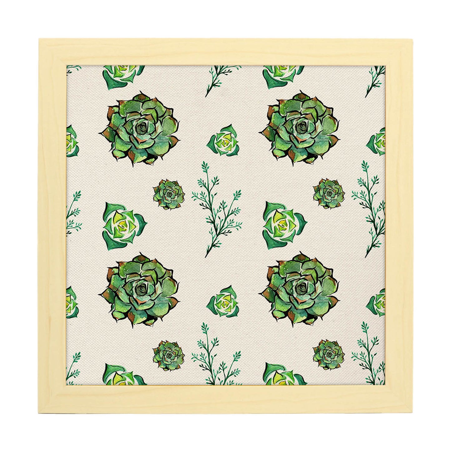 Poster de flores y naturaleza. Lámina cuadrada Jardín en flor, ilustrada con dibujos a color.-Artwork-Nacnic-20x20 cm-Marco Madera clara-Nacnic Estudio SL
