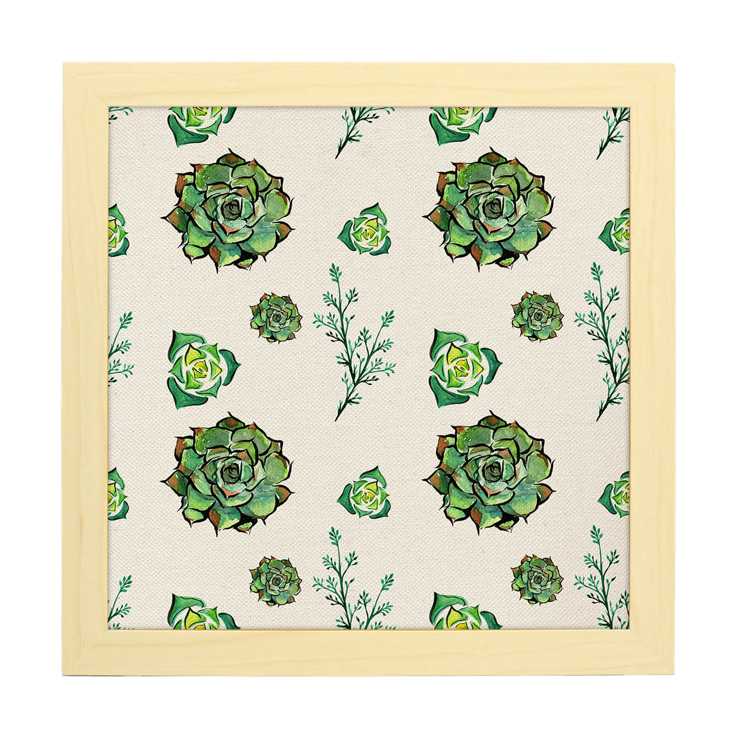 Poster de flores y naturaleza. Lámina cuadrada Jardín en flor, ilustrada con dibujos a color.-Artwork-Nacnic-20x20 cm-Marco Madera clara-Nacnic Estudio SL