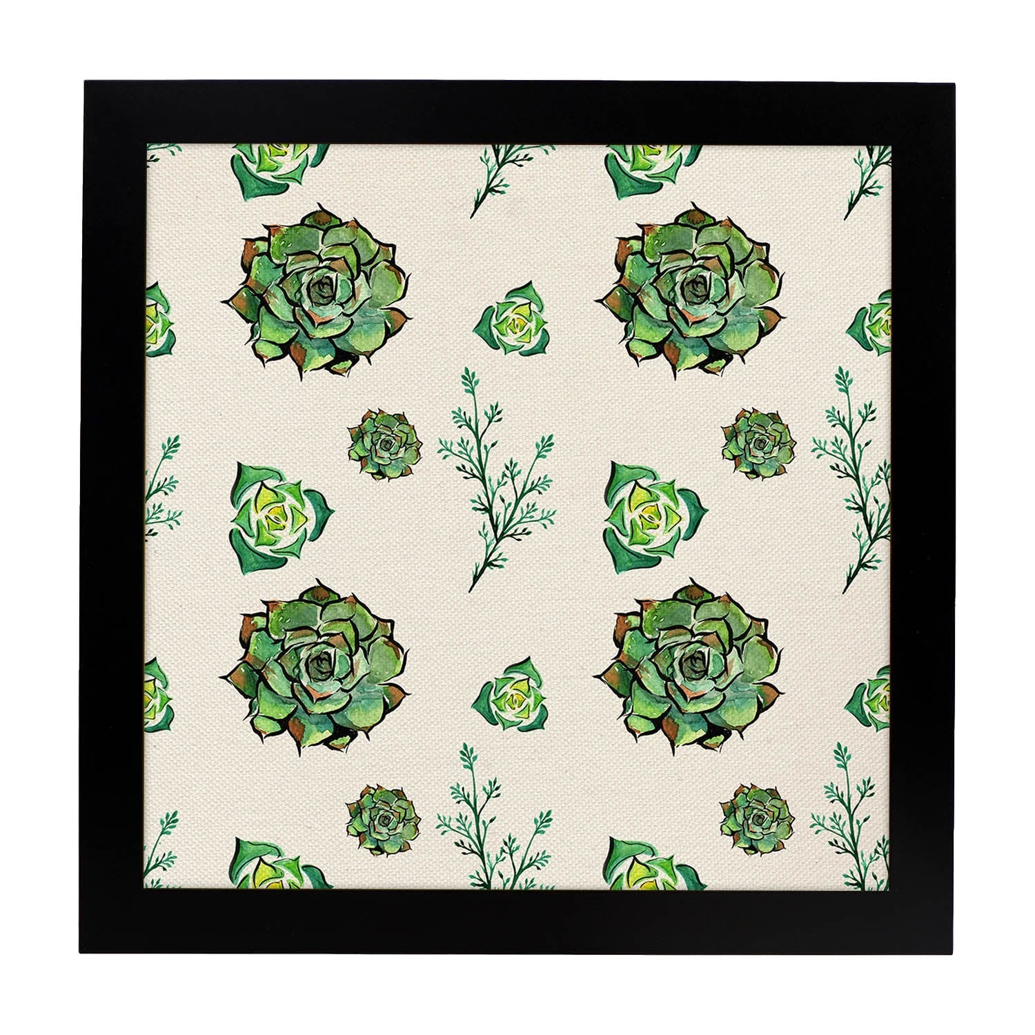 Poster de flores y naturaleza. Lámina cuadrada Jardín en flor, ilustrada con dibujos a color.-Artwork-Nacnic-20x20 cm-Marco Negro-Nacnic Estudio SL