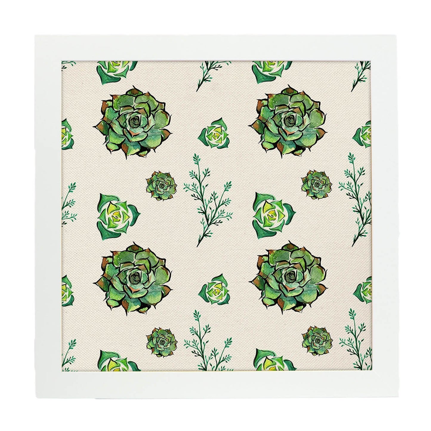 Poster de flores y naturaleza. Lámina cuadrada Jardín en flor, ilustrada con dibujos a color.-Artwork-Nacnic-25x25 cm-Marco Blanco-Nacnic Estudio SL