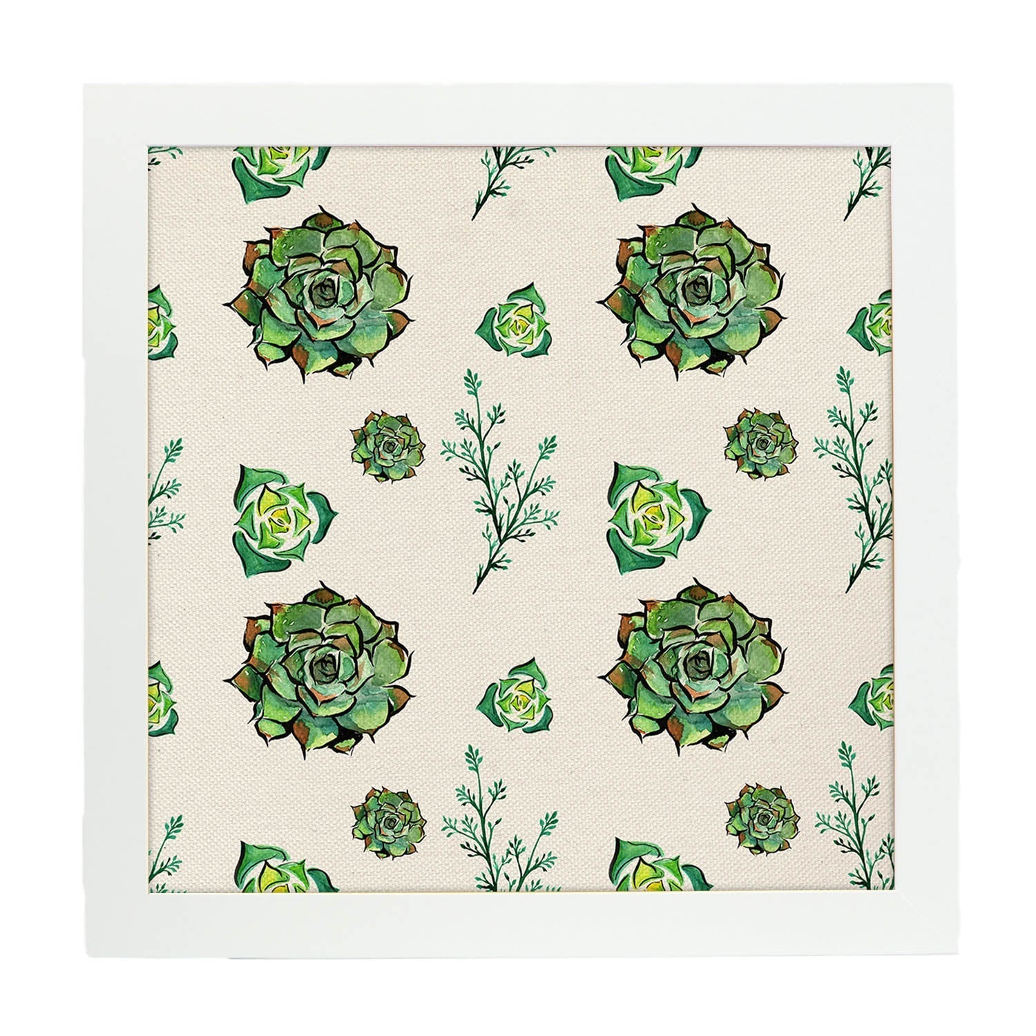 Poster de flores y naturaleza. Lámina cuadrada Jardín en flor, ilustrada con dibujos a color.-Artwork-Nacnic-25x25 cm-Marco Blanco-Nacnic Estudio SL