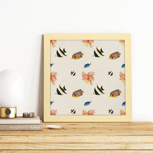 Poster de flores y naturaleza. Lámina cuadrada Pecera de cristal, ilustrada con dibujos a color.-Artwork-Nacnic-Nacnic Estudio SL