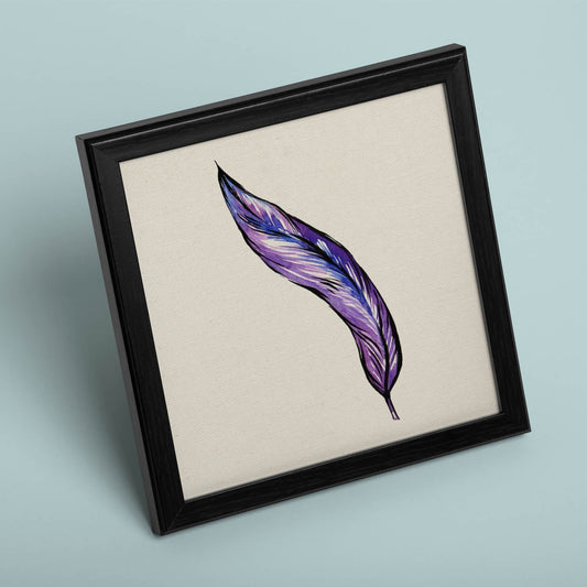 Poster de flores y naturaleza. Lámina cuadrada Pluma de escritor, ilustrada con dibujos a color.-Artwork-Nacnic-Nacnic Estudio SL