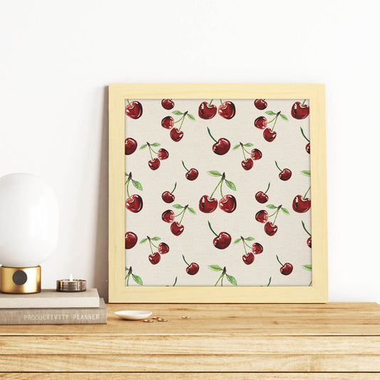 Poster de flores y naturaleza. Lámina cuadrada Sabor de cerezas, ilustrada con dibujos a color.-Artwork-Nacnic-Nacnic Estudio SL