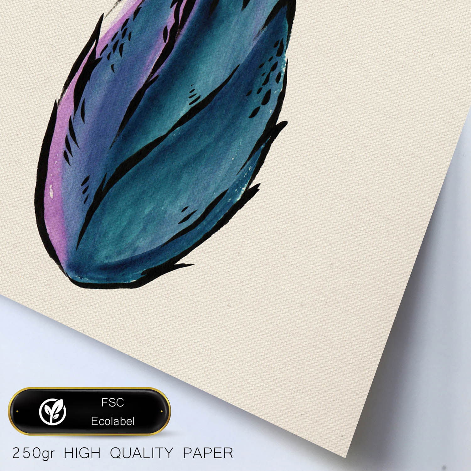 Poster de flores y naturaleza. Lámina cuadrada Timidez azul, ilustrada con dibujos a color.-Artwork-Nacnic-Nacnic Estudio SL