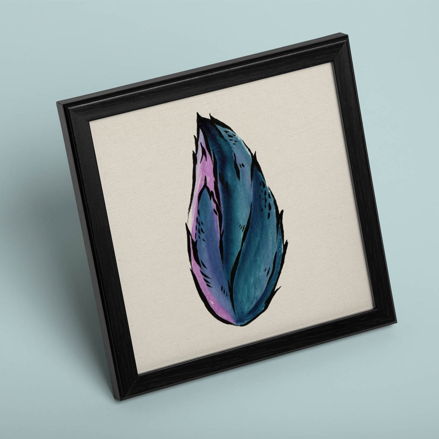 Poster de flores y naturaleza. Lámina cuadrada Timidez azul, ilustrada con dibujos a color.-Artwork-Nacnic-Nacnic Estudio SL