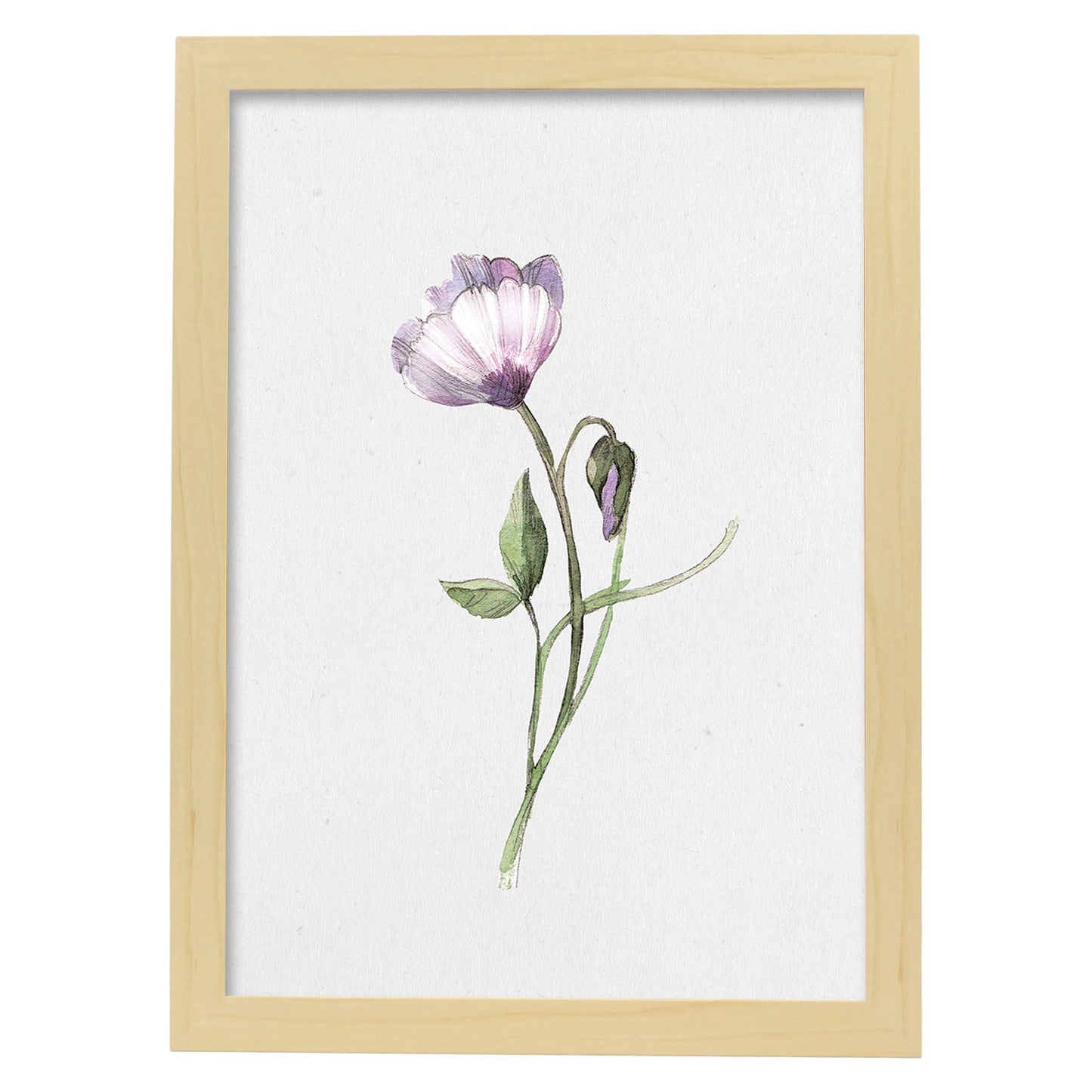 Poster de flores y plantas. Lámina con estilo óleo, con imágenes de vegetación, florales, y de plantas.-Artwork-Nacnic-A3-Marco Madera clara-Nacnic Estudio SL