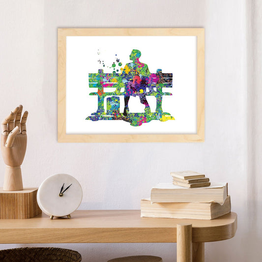 Poster de Forrest Gump estilo acuarela. Láminas de cine, películas, y actores. Posters de películas antiguas con estilo acuarela.-Artwork-Nacnic-Nacnic Estudio SL