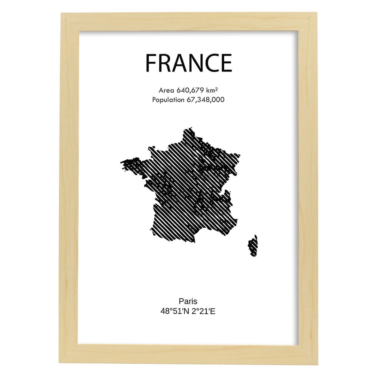 Poster de Francia. Láminas de paises y continentes del mundo.-Artwork-Nacnic-A4-Marco Madera clara-Nacnic Estudio SL
