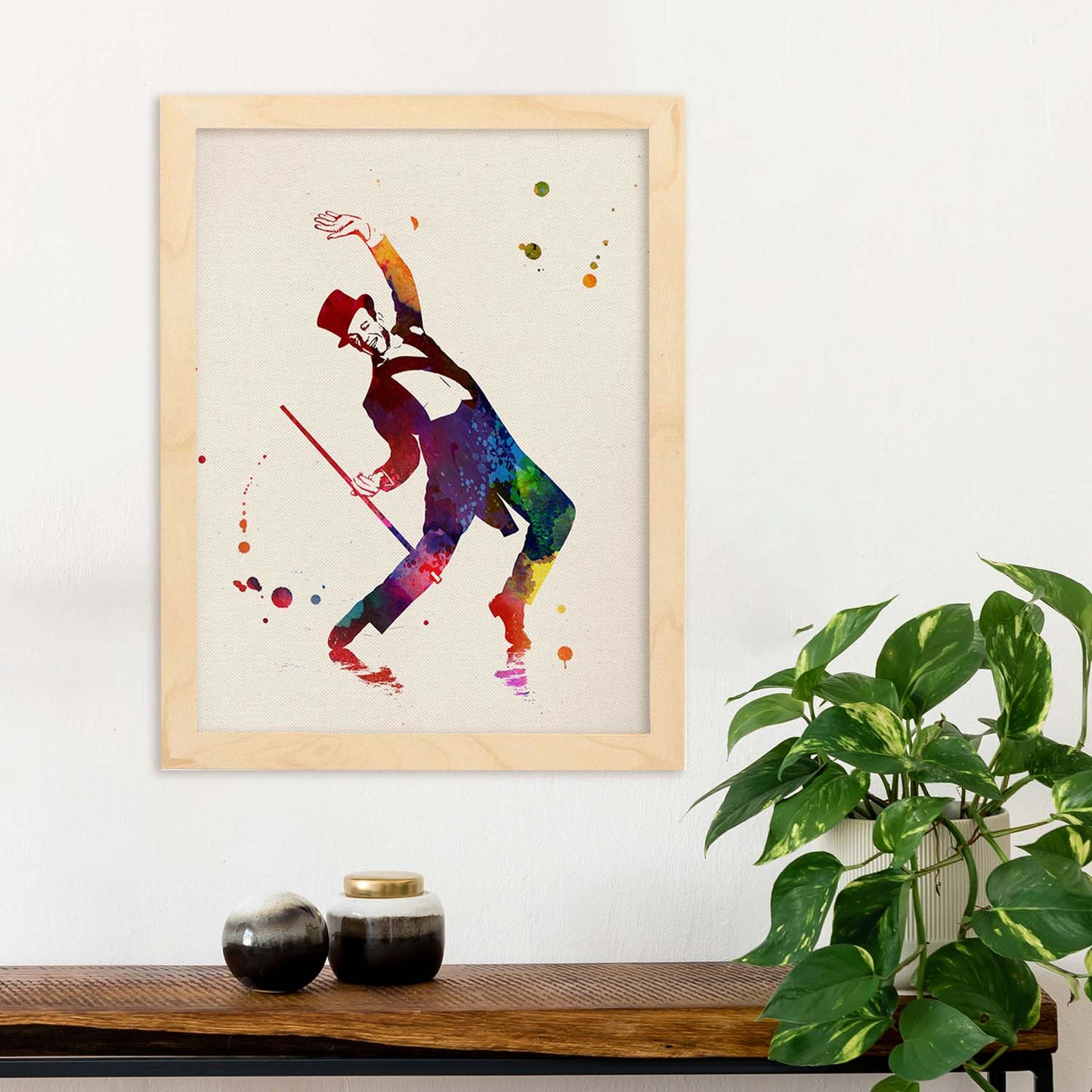 Poster de fred astaire con palo. Láminas de cine, películas, y actores. Posters de películas antiguas con estilo acuarela.-Artwork-Nacnic-A4-Sin marco-Nacnic Estudio SL
