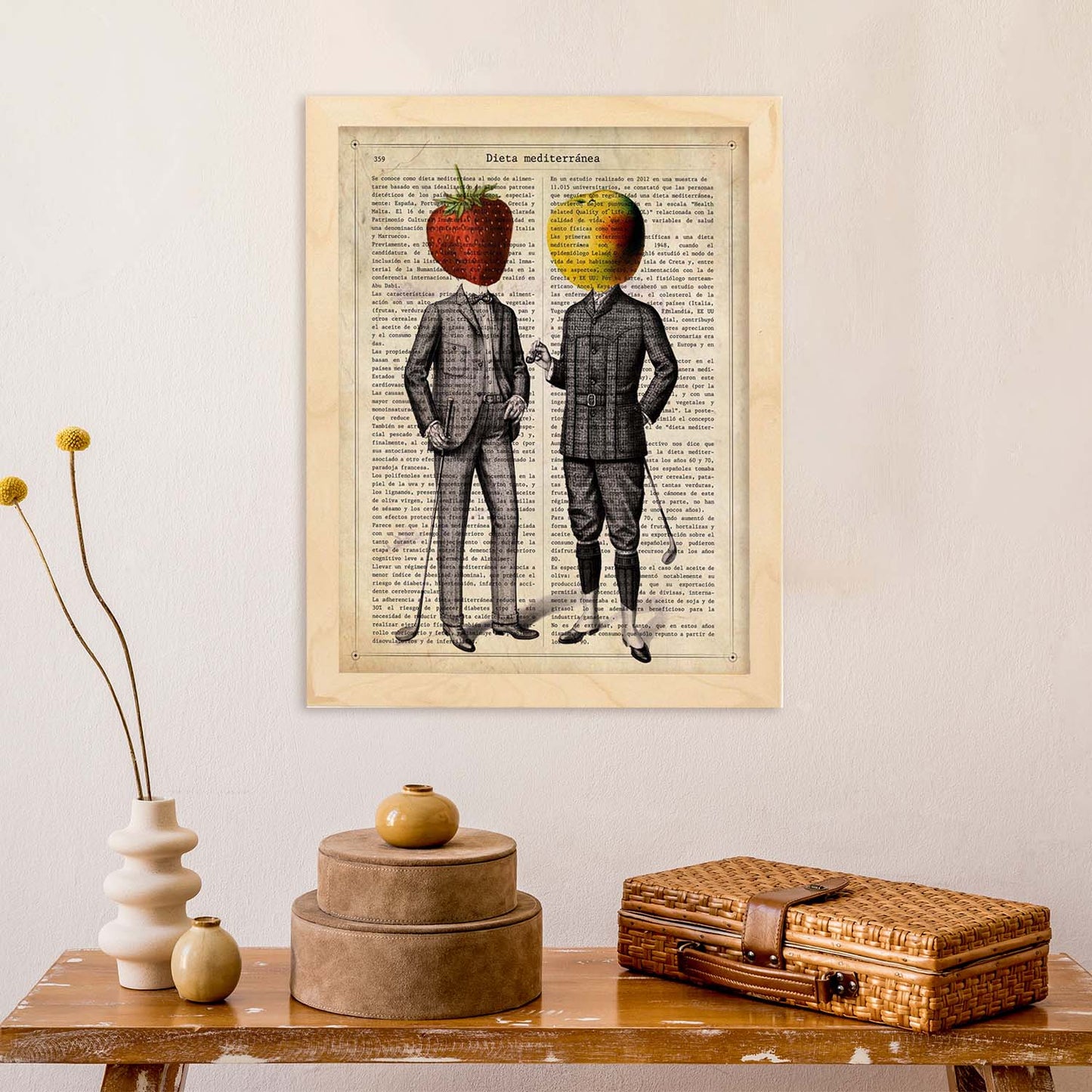 Poster de Fresa y Manzana. Láminas de frutas y verduras con definiciones. Ilustraciones de alimentacion vegetariana.-Artwork-Nacnic-Nacnic Estudio SL