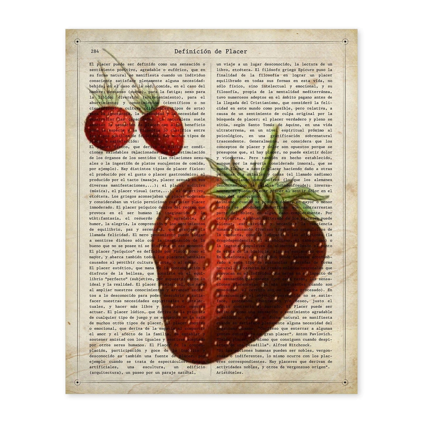 Poster de Fresas. Láminas de frutas y verduras con definiciones. Ilustraciones de alimentacion vegetariana.-Artwork-Nacnic-A4-Sin marco-Nacnic Estudio SL