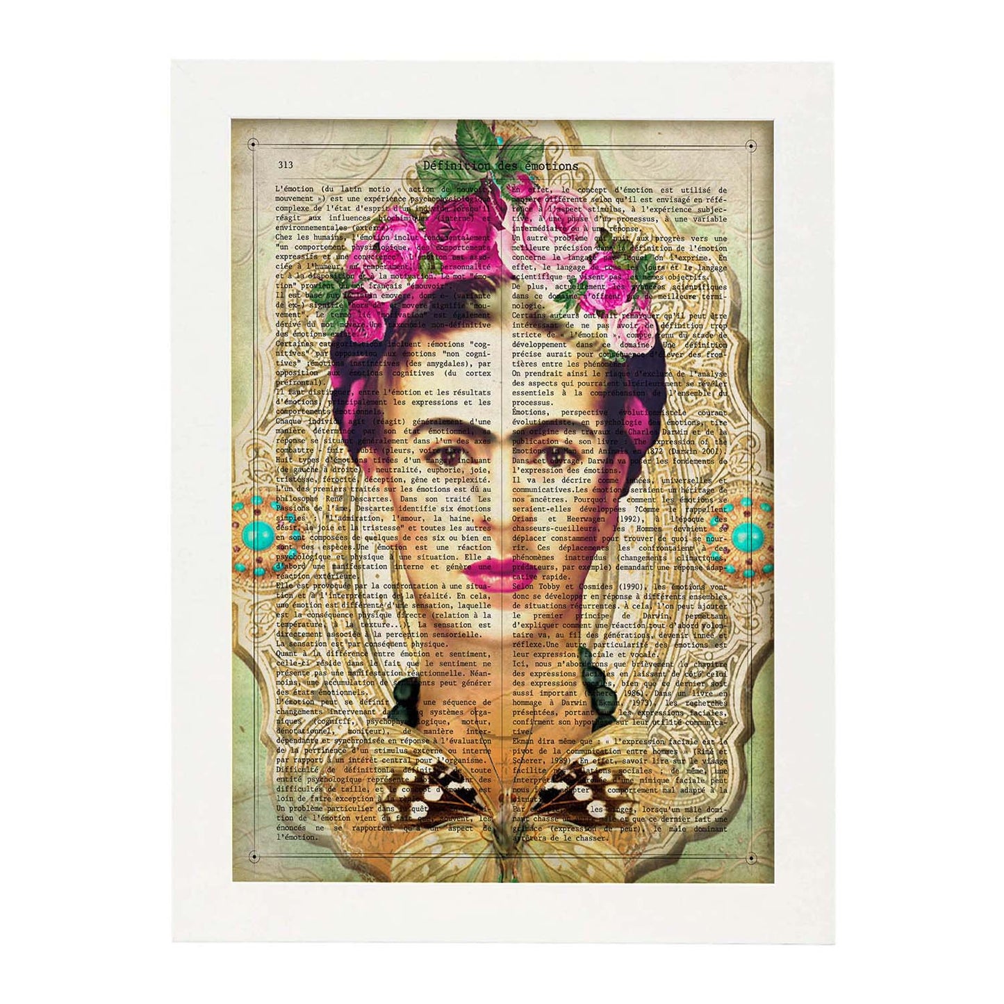 Poster de Frida verde. Láminas de personajes importantes. Posters de músicos, actores, inventores, exploradores, ...-Artwork-Nacnic-A3-Marco Blanco-Nacnic Estudio SL