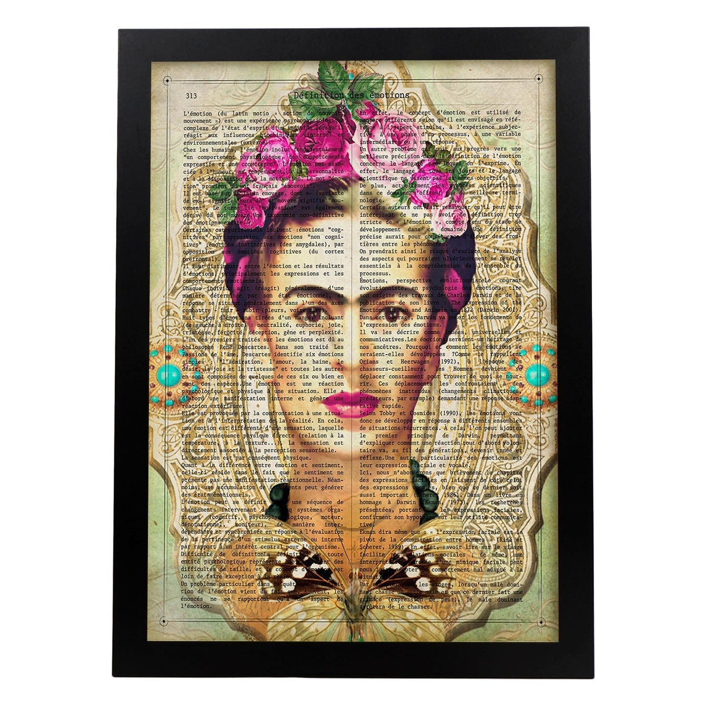 Poster de Frida verde. Láminas de personajes importantes. Posters de músicos, actores, inventores, exploradores, ...-Artwork-Nacnic-A3-Marco Negro-Nacnic Estudio SL