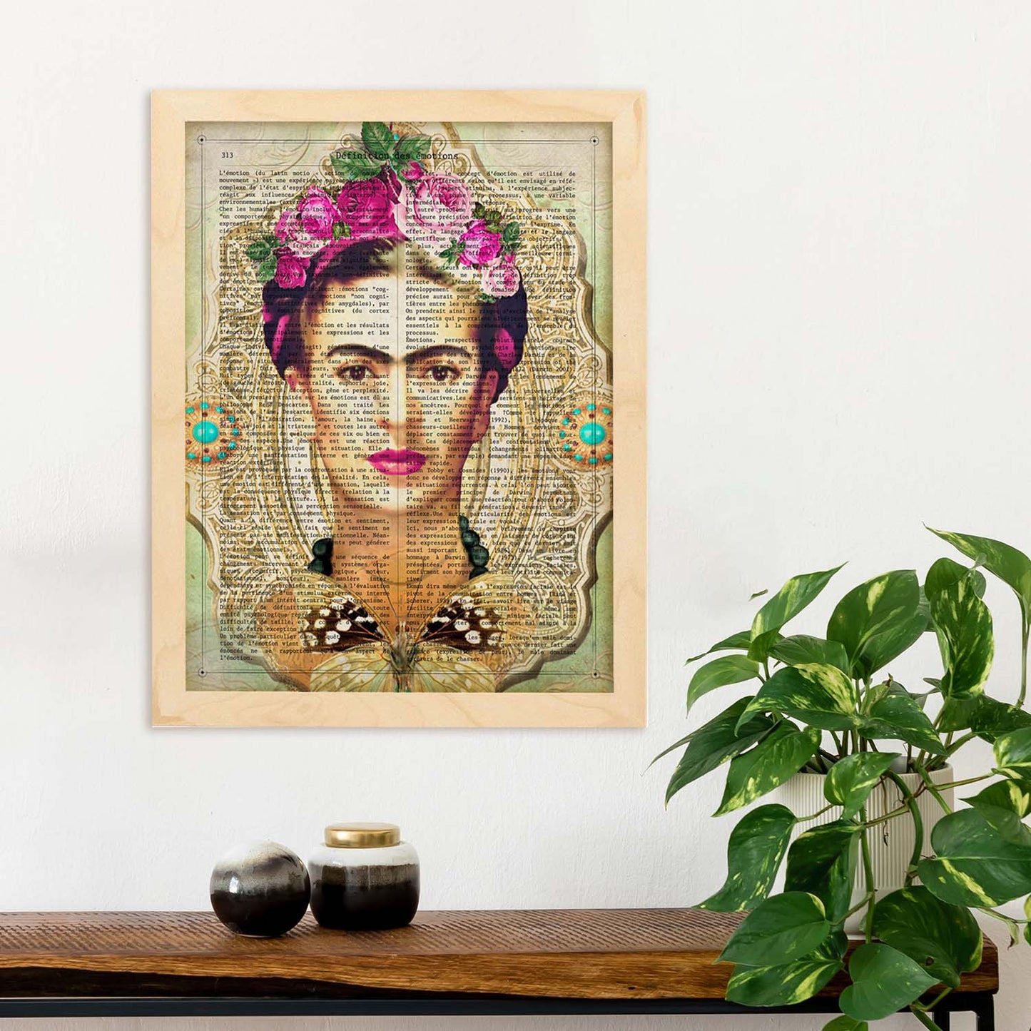 Poster de Frida verde. Láminas de personajes importantes. Posters de músicos, actores, inventores, exploradores, ...-Artwork-Nacnic-Nacnic Estudio SL