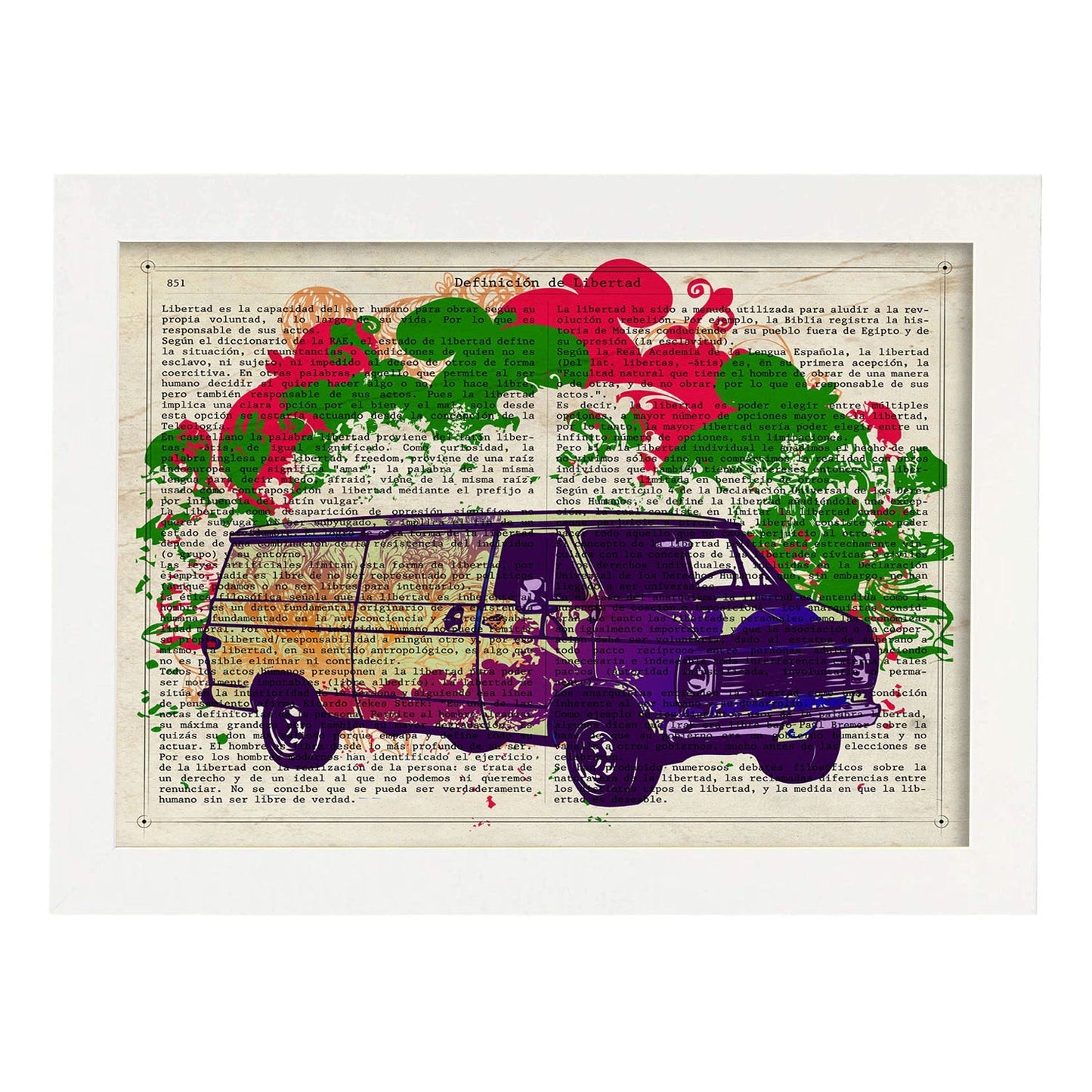 Poster de Furgoneta. Láminas de vehículos con definiciones. Ilustraciones vintage de coches, motos, aviones,
-Artwork-Nacnic-A3-Marco Blanco-Nacnic Estudio SL