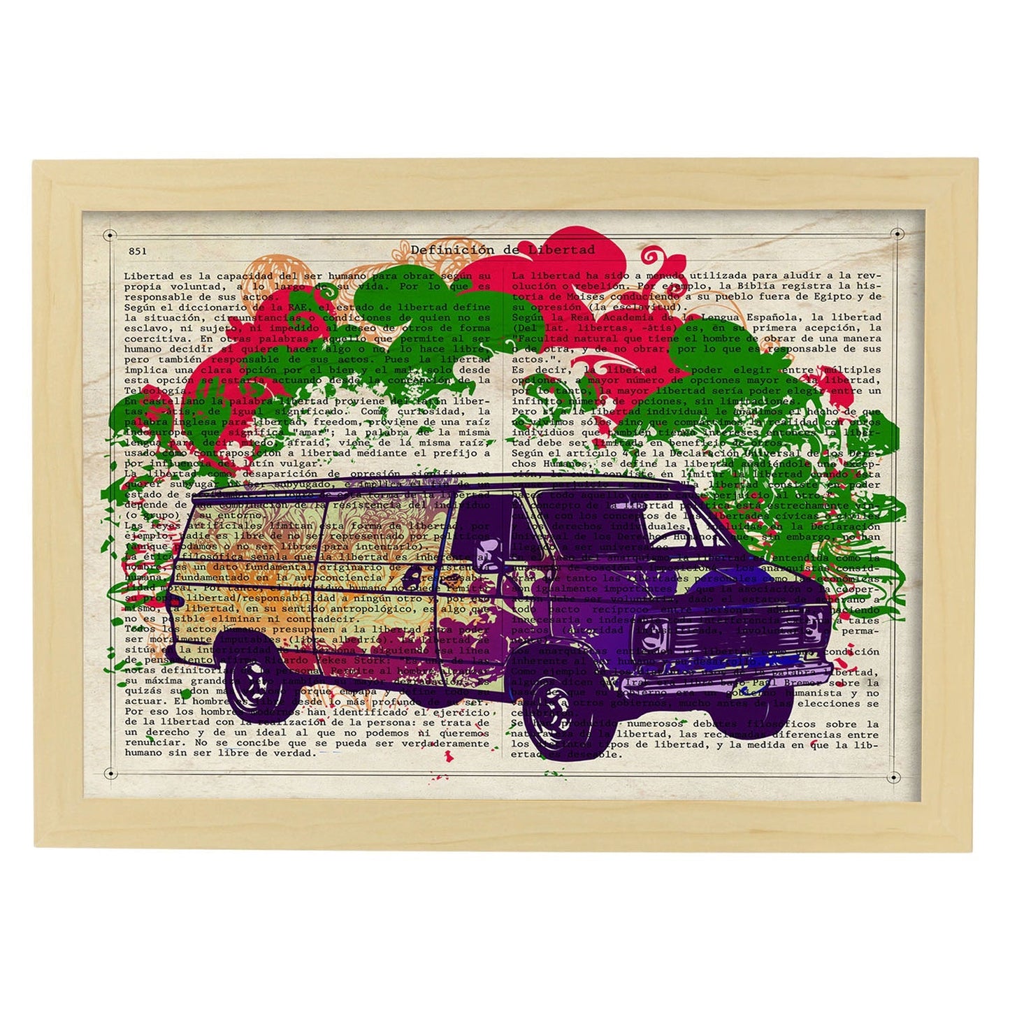 Poster de Furgoneta. Láminas de vehículos con definiciones. Ilustraciones vintage de coches, motos, aviones,
-Artwork-Nacnic-A4-Marco Madera clara-Nacnic Estudio SL