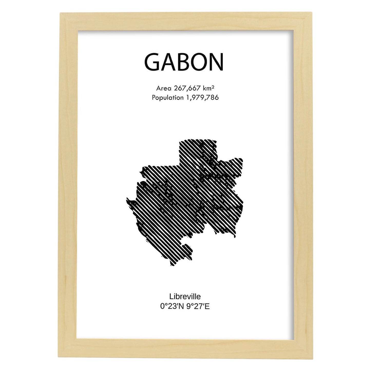 Poster de Gabón. Láminas de paises y continentes del mundo.-Artwork-Nacnic-A3-Marco Madera clara-Nacnic Estudio SL
