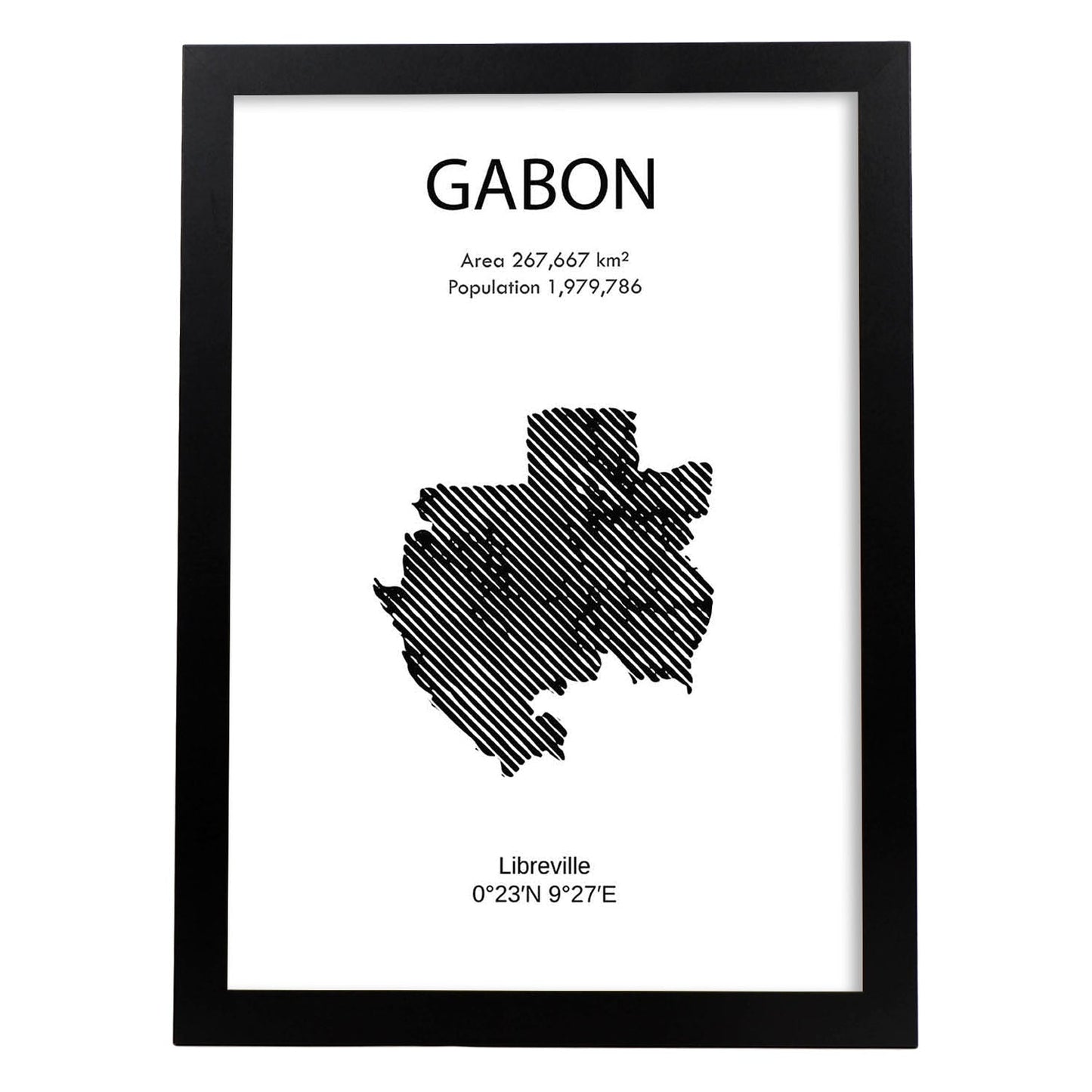 Poster de Gabón. Láminas de paises y continentes del mundo.-Artwork-Nacnic-A3-Marco Negro-Nacnic Estudio SL