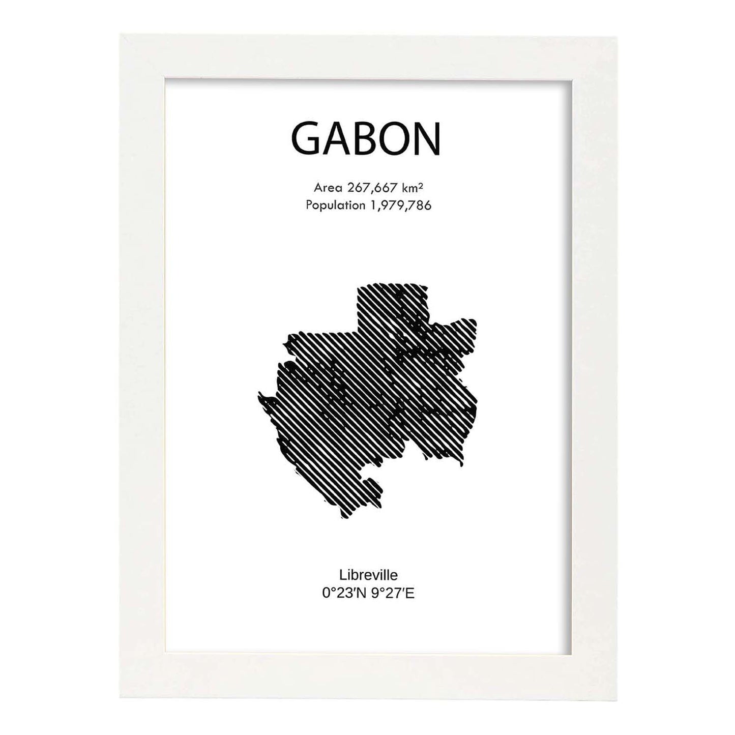 Poster de Gabón. Láminas de paises y continentes del mundo.-Artwork-Nacnic-A4-Marco Blanco-Nacnic Estudio SL