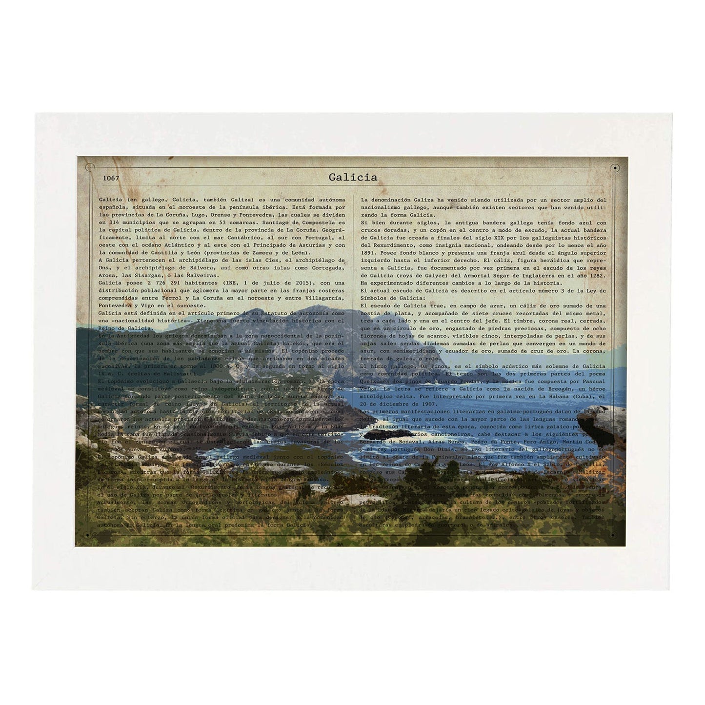 Poster de Galicia. Láminas de comunidades autónomas de España.-Artwork-Nacnic-A4-Marco Blanco-Nacnic Estudio SL