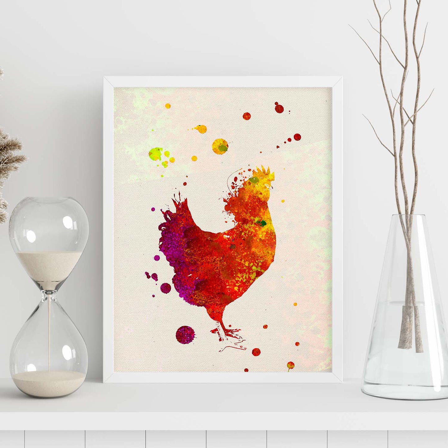 Poster de Gallina con diseño acuarela. Mix de láminas con estilo acuarela-Artwork-Nacnic-Nacnic Estudio SL