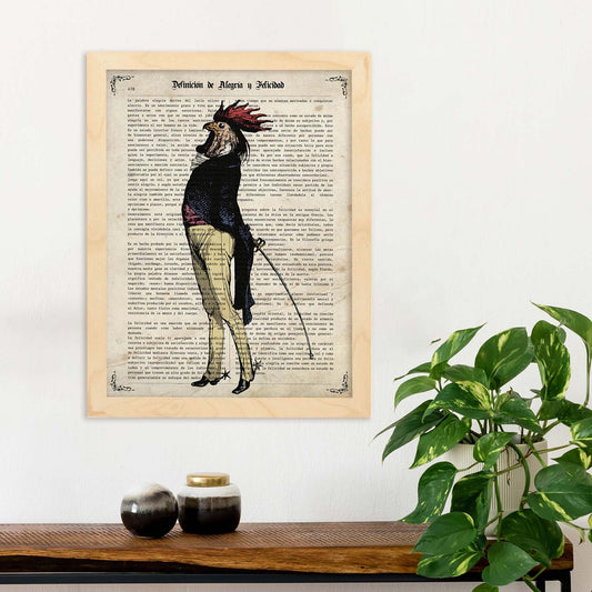 Poster de Gallo vintage. Láminas de animales con definiciones. Ilustraciones de animales con textos.-Artwork-Nacnic-Nacnic Estudio SL