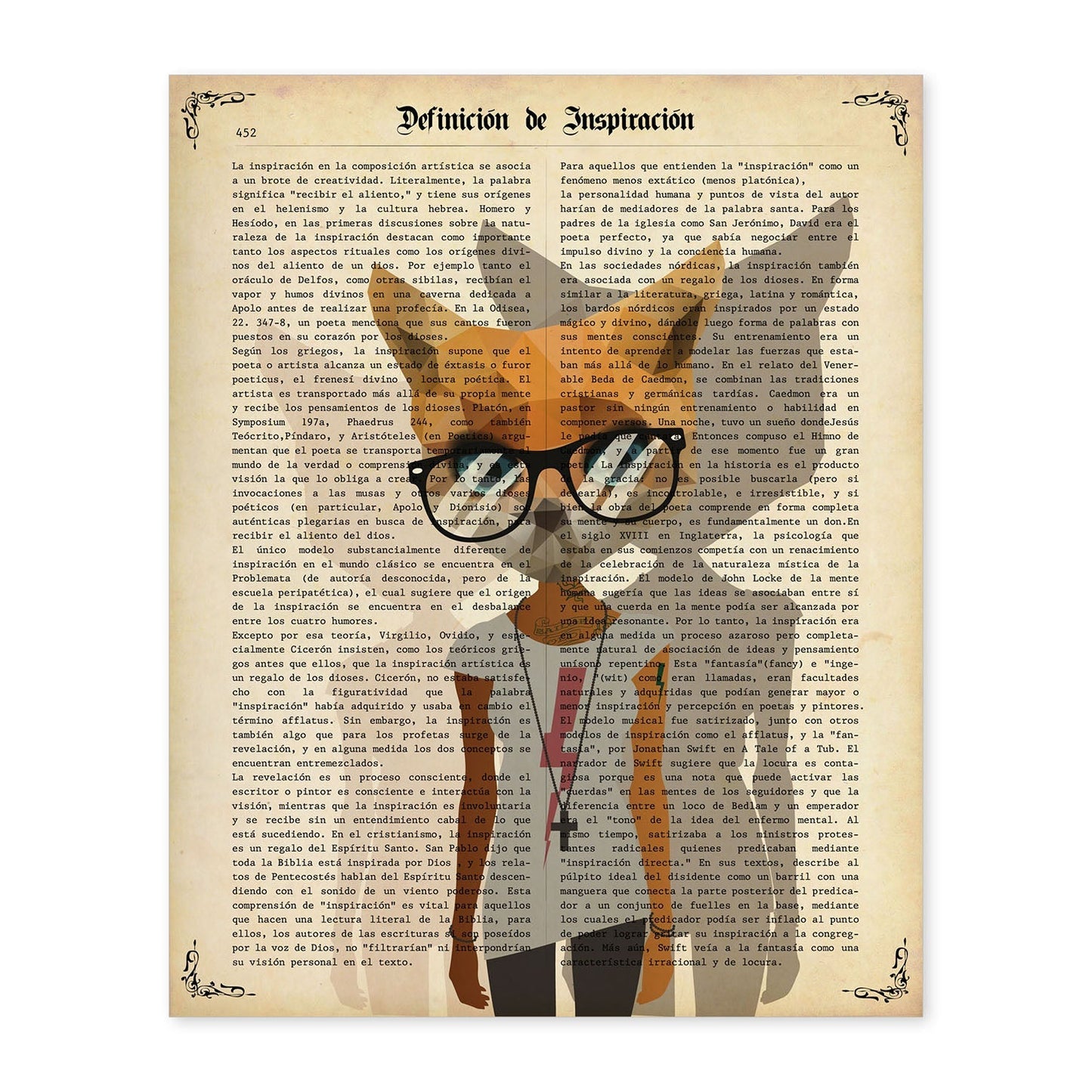 Poster de Gata con gafas hipster. Láminas de animales con definiciones. Ilustraciones de animales con textos.-Artwork-Nacnic-A4-Sin marco-Nacnic Estudio SL