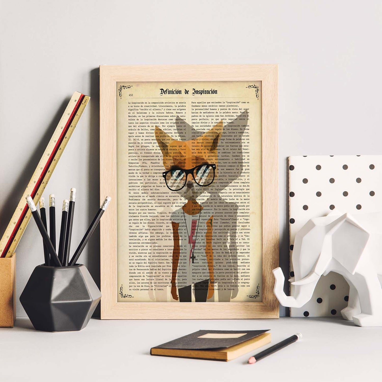 Poster de Gata con gafas hipster. Láminas de animales con definiciones. Ilustraciones de animales con textos.-Artwork-Nacnic-Nacnic Estudio SL