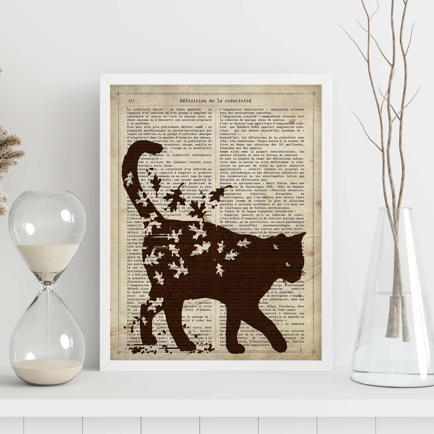 Poster de Gato con hojas de otoño. Láminas de animales con definiciones. Ilustraciones de animales con textos.-Artwork-Nacnic-Nacnic Estudio SL