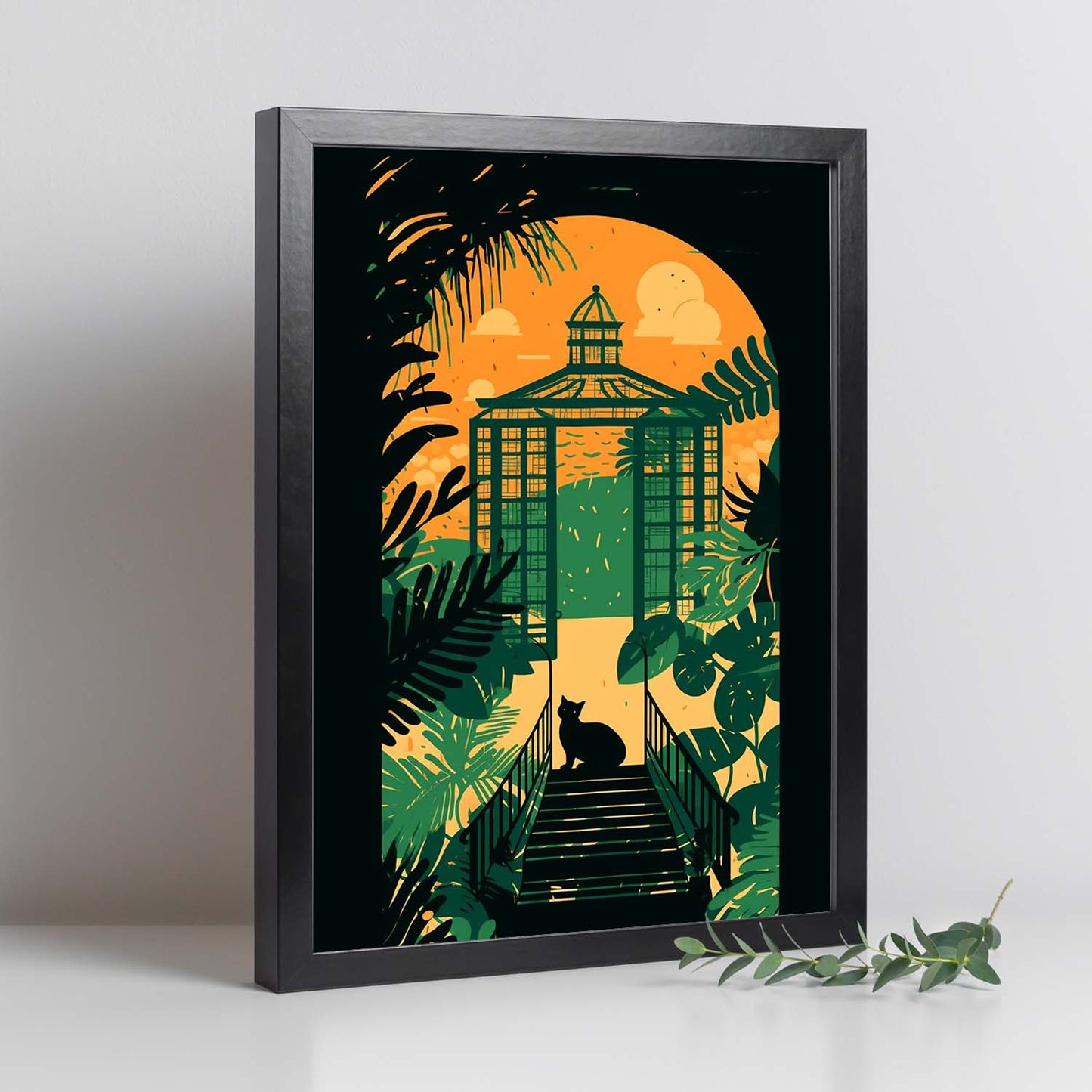 Póster de Gato en Estilo Jardín de Ryo Takemasa y Wu