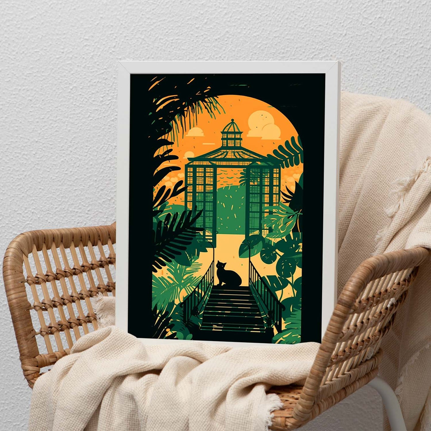 Póster de Gato en Estilo Jardín de Ryo Takemasa y Wu