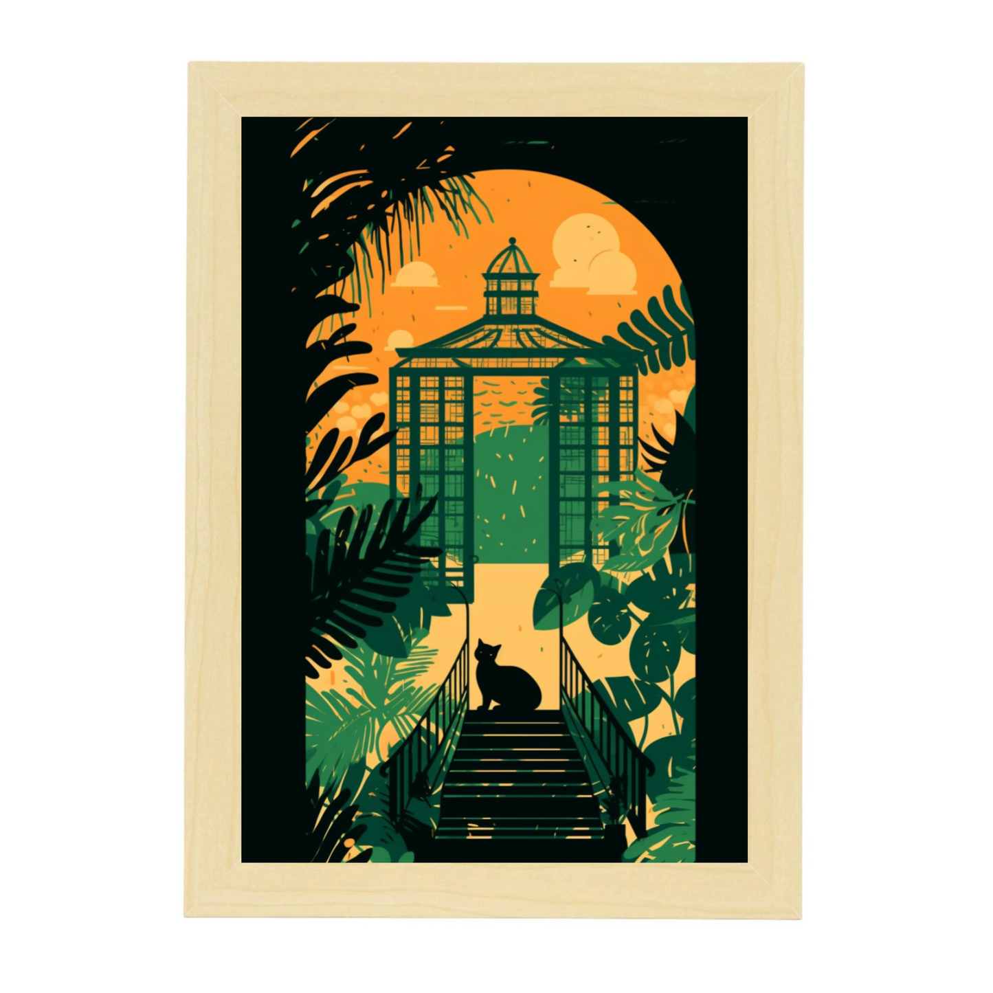 Póster de Gato en Estilo Jardín de Ryo Takemasa y Wu